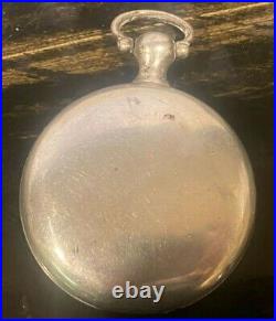 VERGE FUSEE SILVER POCKET WATCH 52mm Case front cover is missing