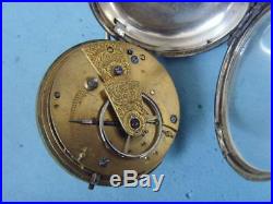 VERGE FUSEE WORKING STERLING SILVER CASE/DIAL Fancy Gold POCKET WATCH