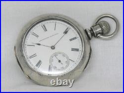 VERY RARE 18S KEYSTONE POCKET WATCH With FAHY'S COIN SILVER 5-PIECE CASE
