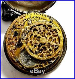 VERY RARE JN FONTAINE LONDON NO 221 VERGE FUSEE PAIR CASE POCKET WATCH