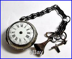 VERY RARE JN FONTAINE LONDON NO 221 VERGE FUSEE PAIR CASE POCKET WATCH