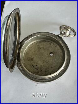 VINTAGE 18 SIZE BIG 5 OZ COIN SILVER FAHY'S MONARCH POCKET WATCH CASE KWithKS