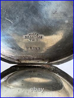 VINTAGE 18 SIZE BIG 5 OZ COIN SILVER FAHY'S MONARCH POCKET WATCH CASE KWithKS