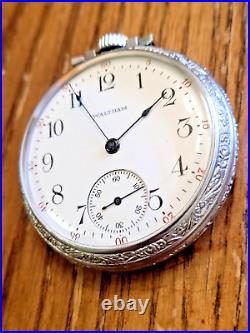 VINTAGE 1907 WALTHAM 16 SIZE 15 JEWELS POCKET WATCH with TRAIN/LOCOMOTIVE CASE