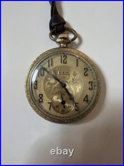 VINTAGE ELGIN ART DECO GOLD FILLED Engraved CASE POCKET WATCH Runs