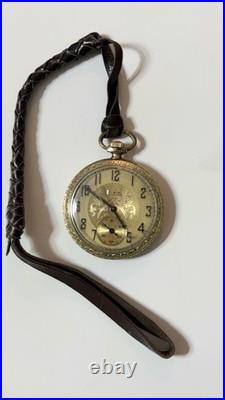 VINTAGE ELGIN ART DECO GOLD FILLED Engraved CASE POCKET WATCH Runs