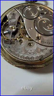 VINTAGE ELGIN ART DECO GOLD FILLED Engraved CASE POCKET WATCH Runs