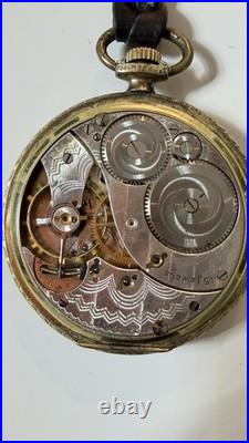 VINTAGE ELGIN ART DECO GOLD FILLED Engraved CASE POCKET WATCH Runs