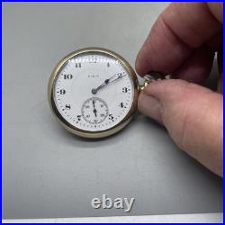 VINTAGE ELGIN OPEN FACE POCKET WATCH 14 S 20 Yr. GOLD FILLED CASE Ticking