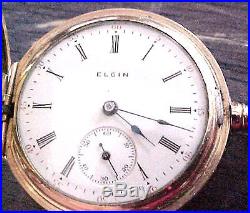 Vintage Elgin Pocket Watch Hunter Case 3 Tone Gold Color Case