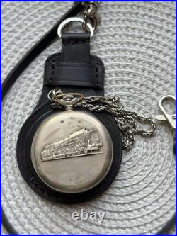 VINTAGE Molniya Pocket Watch Mechancal Leather Case WW1 Russian Railway Soviet