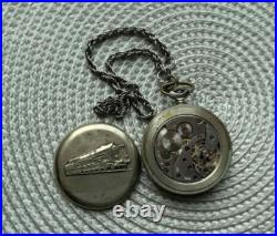 VINTAGE Molniya Pocket Watch Mechancal Leather Case WW1 Russian Railway Soviet