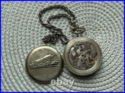 VINTAGE Molniya Pocket Watch Mechancal Leather Case WW1 Russian Railway Soviet