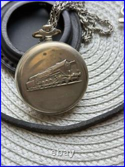 VINTAGE Molniya Pocket Watch Mechancal Leather Case WW1 Russian Railway Soviet