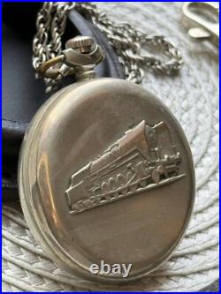 VINTAGE Molniya Pocket Watch Mechancal Leather Case WW1 Russian Railway Soviet