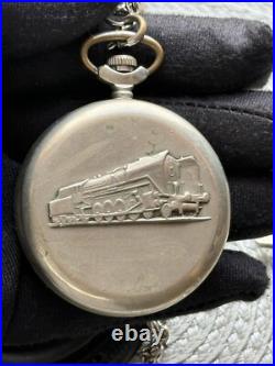 VINTAGE Molniya Pocket Watch Mechancal Leather Case WW1 Russian Railway Soviet