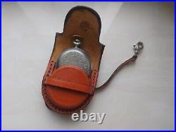 VINTAGE Molniya Pocket Watch Mechanical Leather Case Soviet WW1 Russian USSR
