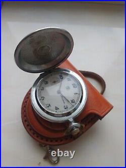 VINTAGE Molniya Pocket Watch Mechanical Leather Case Soviet WW1 Russian USSR