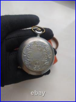 VINTAGE Molniya Pocket Watch Mechanical Leather Case Soviet WW1 Russian USSR