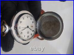 VINTAGE Molniya Pocket Watch Mechanical Leather Case Soviet WW1 Russian USSR