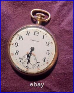 VINTAGE POCKET WATCH APPROVED 21j SWISS BANNER GOLD FILLED SCREW BACK CASE