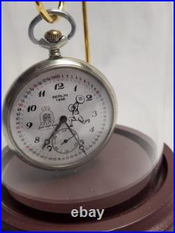 VINTAGE WORKING 1936 BERLIN OLYMPICS POCKET WATCH BOUGHT AT ESTATE SALE and CASE