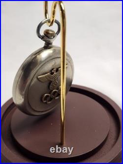 VINTAGE WORKING 1936 BERLIN OLYMPICS POCKET WATCH BOUGHT AT ESTATE SALE and CASE