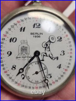 VINTAGE WORKING 1936 BERLIN OLYMPICS POCKET WATCH BOUGHT AT ESTATE SALE and CASE