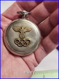 VINTAGE WORKING 1936 BERLIN OLYMPICS POCKET WATCH BOUGHT AT ESTATE SALE and CASE