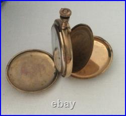 VTG 1913 ELGIN YELLOW GOLD FILLED POCKET WATCH Sz Os MONOGRAMM Full Hunter DsVa