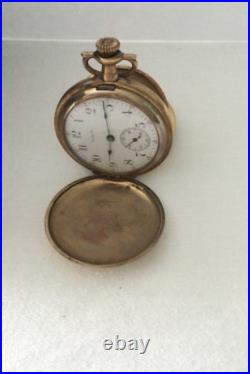 VTG 1913 ELGIN YELLOW GOLD FILLED POCKET WATCH Sz Os MONOGRAMM Full Hunter DsVa
