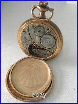 VTG 1913 ELGIN YELLOW GOLD FILLED POCKET WATCH Sz Os MONOGRAMM Full Hunter DsVa