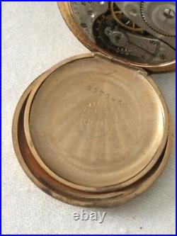 VTG 1913 ELGIN YELLOW GOLD FILLED POCKET WATCH Sz Os MONOGRAMM Full Hunter DsVa