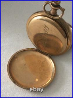 VTG 1913 ELGIN YELLOW GOLD FILLED POCKET WATCH Sz Os MONOGRAMM Full Hunter DsVa