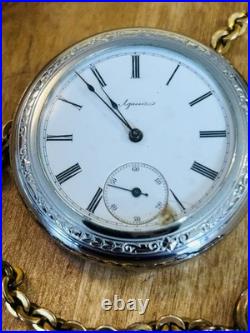 VTG 1920 Agassiz Pocket Watch Open Face #22445 STAR WC Empire Case/ Fob Chain