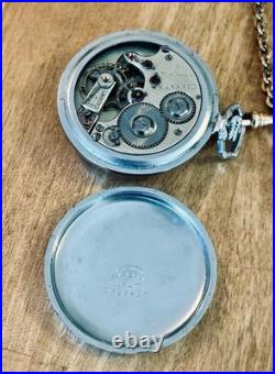 VTG 1920 Agassiz Pocket Watch Open Face #22445 STAR WC Empire Case/ Fob Chain