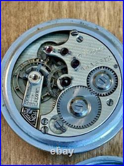 VTG 1920 Agassiz Pocket Watch Open Face #22445 STAR WC Empire Case/ Fob Chain