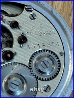 VTG 1920 Agassiz Pocket Watch Open Face #22445 STAR WC Empire Case/ Fob Chain