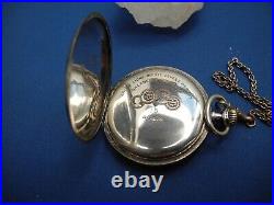 VTG, SWISS, OPEN FACE, POCKET WATCH15J, Sz16, STERLING HINGED CASE, WithDUSTCOVER, FERIA