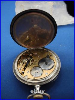VTG, SWISS, OPEN FACE, POCKET WATCH15J, Sz16, STERLING HINGED CASE, WithDUSTCOVER, FERIA