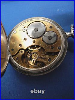 VTG, SWISS, OPEN FACE, POCKET WATCH15J, Sz16, STERLING HINGED CASE, WithDUSTCOVER, FERIA