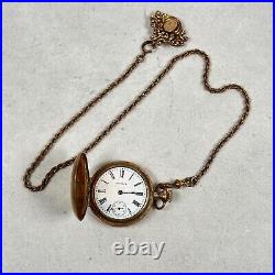 VTG Waltham Pocket Watch 35mm Grade 61 1903 J Boss Gold Filled Watch Case READ