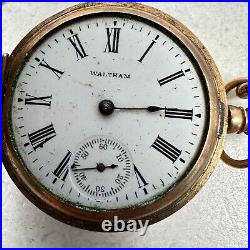 VTG Waltham Pocket Watch 35mm Grade 61 1903 J Boss Gold Filled Watch Case READ