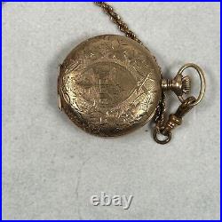 VTG Waltham Pocket Watch 35mm Grade 61 1903 J Boss Gold Filled Watch Case READ