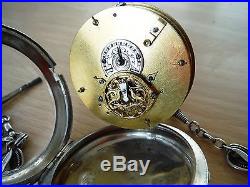 Verge Fusee Triple Calendar Chronograph Painted Dial Silver Case Pocket Watch NR