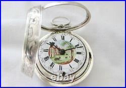 Verge fusee Pocket watch Tarts London year 1780, repouse case, painted dial