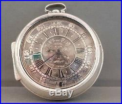 Verge fusee circa 1700 pair cased silver pocket watch montre coq spindeluhr