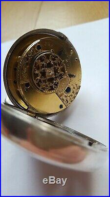 Verge fusee pair cased sterling silver antique pocket watch