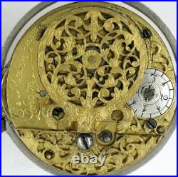 Verge pocket watch, silver pair cases, champleve dial London, c1700