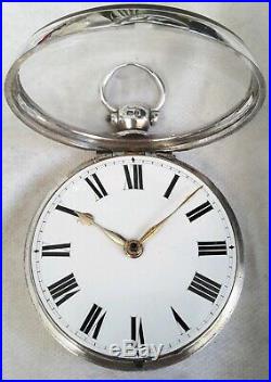 Verge watch. Pair case BIG HEAVY Silver! (FULL WORKING ORDER) 1857
